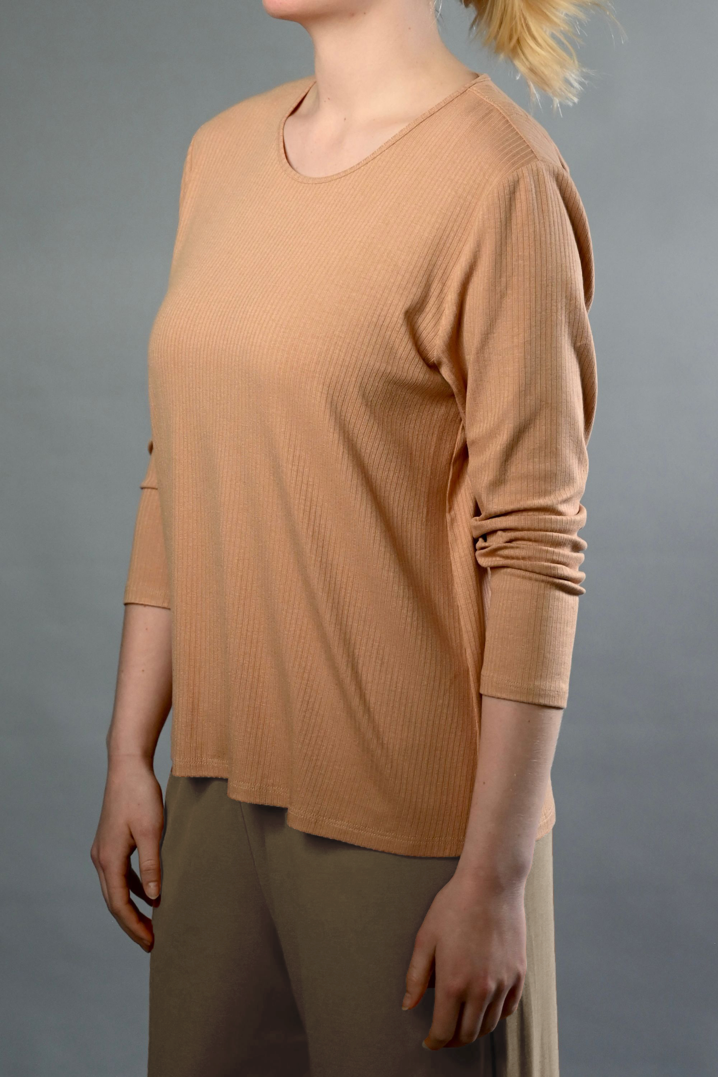 Long-Sleeve Rib-Knit Top